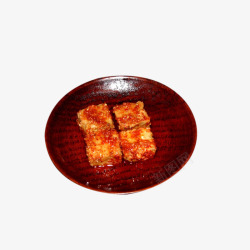 蘸料方盘子红色盘子装饰的霉豆腐高清图片