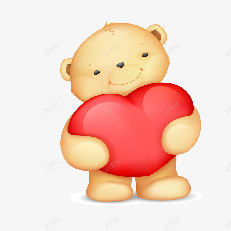 卡通抱着爱心的小熊矢量图ai免抠素材_新图网 https://ixintu.com 动物设计 卡通 可爱 小熊 微笑 爱心 矢量图