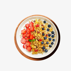 综合水果麦片水果坚果牛奶燕麦片早餐高清图片