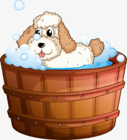 卡通狗洗澡素材