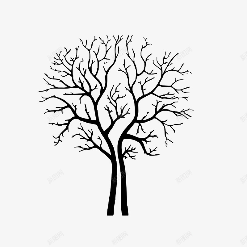 手绘枯树图标png_新图网 https://ixintu.com 一棵枯树 手绘枯树 手绘枯树枝 手绘立面干枯树 空空的树干 黑色剪影
