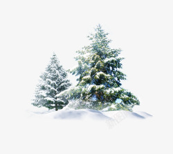 雪地效果创意手绘合成圣诞树造型效果雪地高清图片