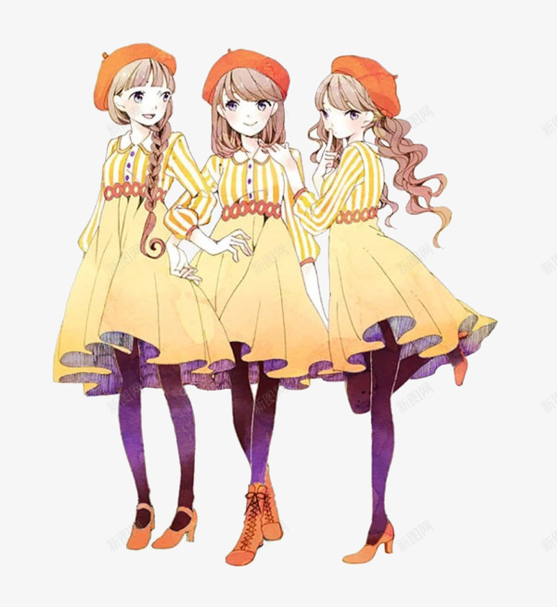 美少女png免抠素材_新图网 https://ixintu.com 卡通 友谊 女孩 姐妹 闺蜜