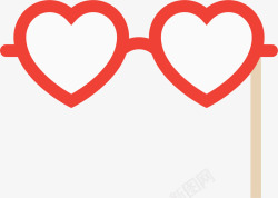 红色爱心眼镜面具素材