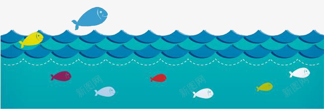 卡通海浪边框png免抠素材_新图网 https://ixintu.com 卡通海 海浪 蓝色边框 边框