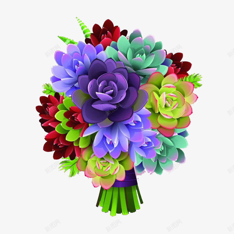 渲染的彩色花束psd免抠素材_新图网 https://ixintu.com 一束花 好看的花 彩色花束 植物 渲染的花束