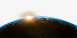 日出东方聚宝盆手绘地球上初升的太阳高清图片