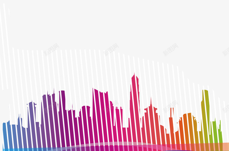 几何线条城市png免抠素材_新图网 https://ixintu.com 几何 城市 城市剪影 拼色 都市