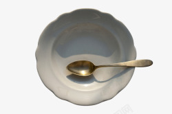 陶瓷碗和铁汤匙素材