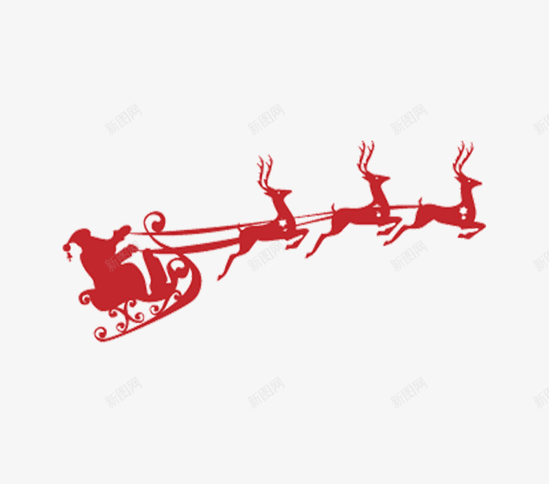 奔跑的圣诞马车png免抠素材_新图网 https://ixintu.com 圣诞老人 圣诞节 糜鹿 红色 节日素材 马车