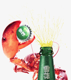 创意龙虾创意雪花啤酒广告高清图片