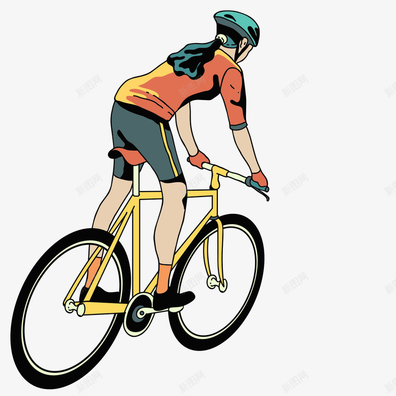 手绘人物插图自行车比赛的女孩背png免抠素材_新图网 https://ixintu.com 人物插图 女孩背影 手绘 手绘人物插图自行车比赛的女孩背影免费下载 比赛 自行车 运动员