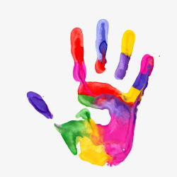 彩色手掌印颜料彩色手掌高清图片