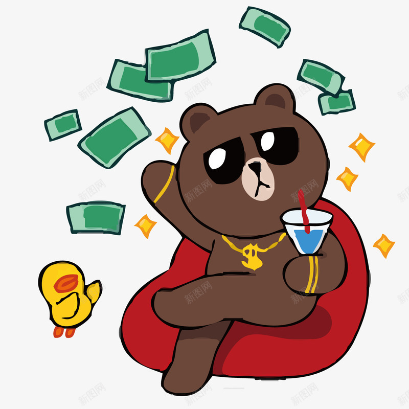 坐在沙发上扔钞票的小熊矢量图ai免抠素材_新图网 https://ixintu.com 小熊 沙发 钞票 飞舞的钞票 矢量图