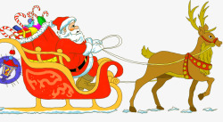 坐着雪橇送礼物的圣诞老人素材