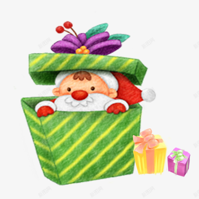 趴在礼盒里的圣诞老人png免抠素材_新图网 https://ixintu.com 圣诞老人 圣诞节 礼包 礼物