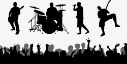摇滚摇滚乐队现场表演剪影矢量图高清图片