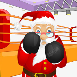 打拳的老人打拳击的圣诞老人高清图片