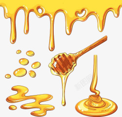 手绘黄色养生蜂蜜素材
