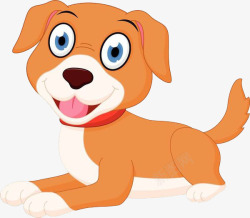 大眼睛微笑卡通坐着的橘色小狗图高清图片