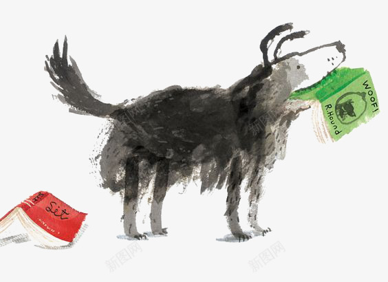 叼着书的狗png免抠素材_新图网 https://ixintu.com 书 动物 手绘小狗 涂鸦
