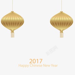 2017年鸡年海报金色灯笼高清图片