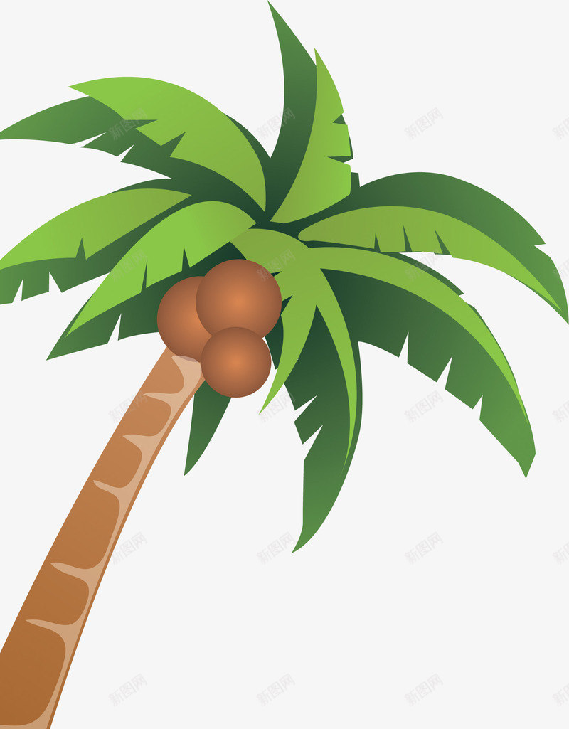 手绘沙滩椰子树png免抠素材_新图网 https://ixintu.com 俯视椰子树 椰子树 沙滩