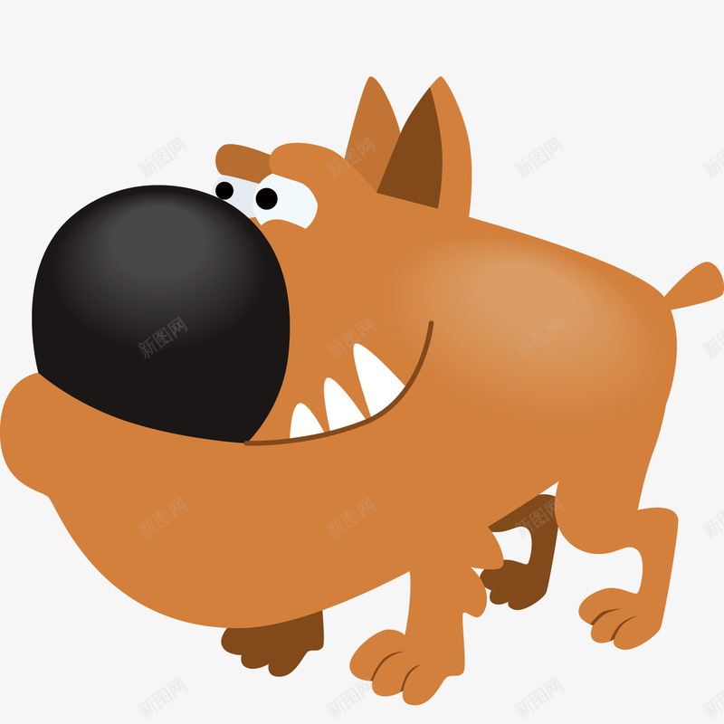卡通小狗动物矢量图ai免抠素材_新图网 https://ixintu.com 动物设计 卡通 宠物设计 小狗 棕色 牙齿 矢量图