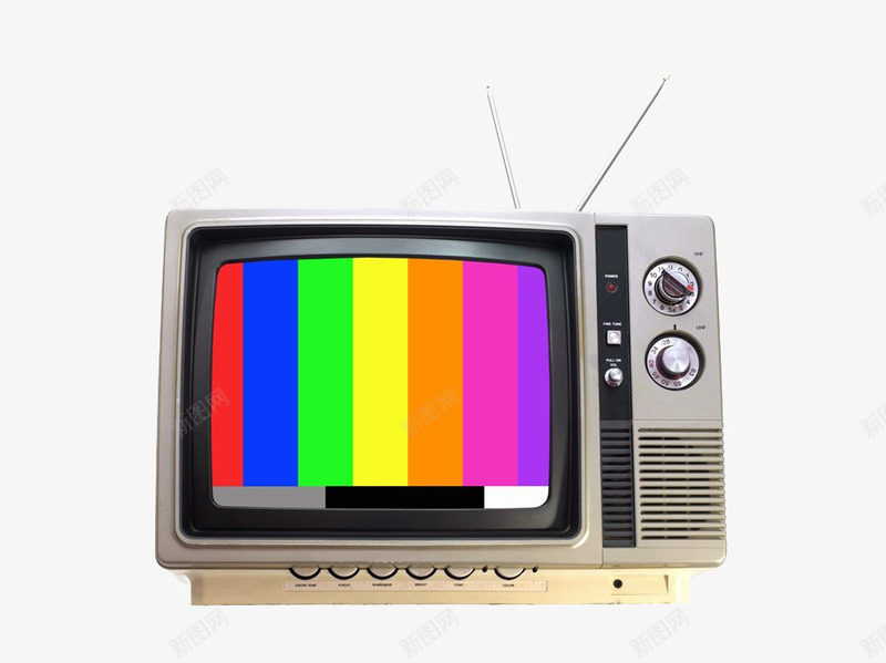 老式电视机png免抠素材_新图网 https://ixintu.com 天线 实物 彩色 旋钮 旧式 电视机 老式电视机
