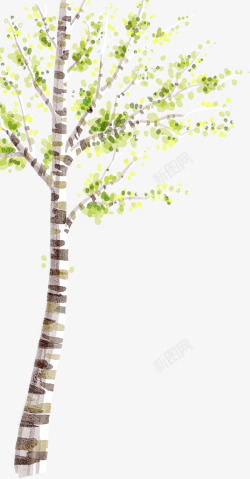春季树木水彩画素材
