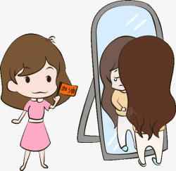 少女镜子照镜子的女孩高清图片