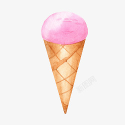 手绘粉色冰淇淋贺卡装饰素材