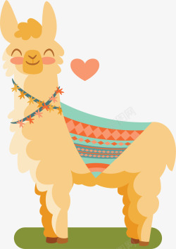 卡通骆驼笑眯眯的可爱羊驼矢量图高清图片