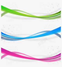 蓝绿紫波横幅装饰矢量图素材