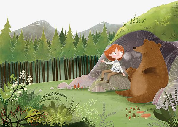 跟小熊在聊天的女孩png免抠素材_新图网 https://ixintu.com 坐着的小朋友 坐着的小熊 树林里的女孩 聊天的女孩