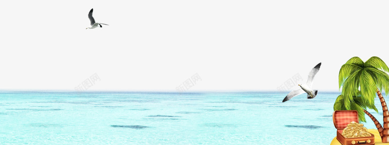 蓝色海面psd免抠素材_新图网 https://ixintu.com 椰子树 海水 海面 海鸥 蓝色 蓝色海面 风景