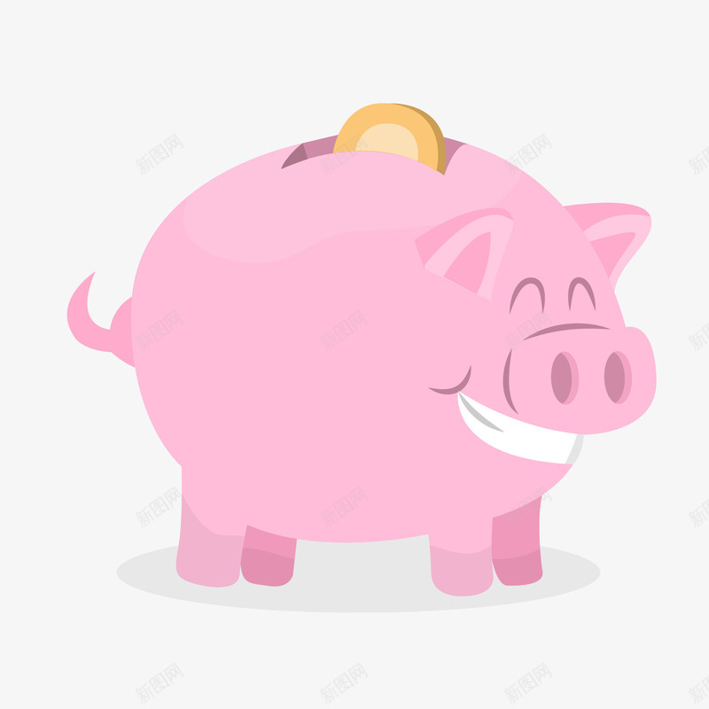 粉色猪存钱罐png免抠素材_新图网 https://ixintu.com 储蓄罐 存钱罐 扁平化 猪 粉色 金币