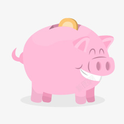 扁平化存钱罐粉色猪存钱罐高清图片
