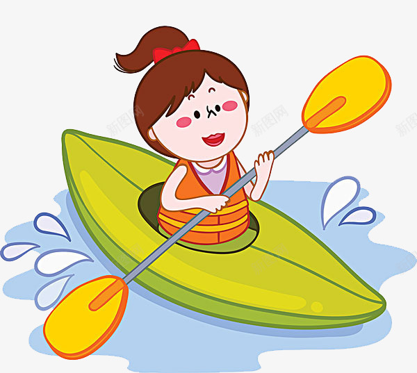 划船的小女孩png免抠素材_新图网 https://ixintu.com png图形 png装饰 划船 卡通 小女孩 海水 装饰