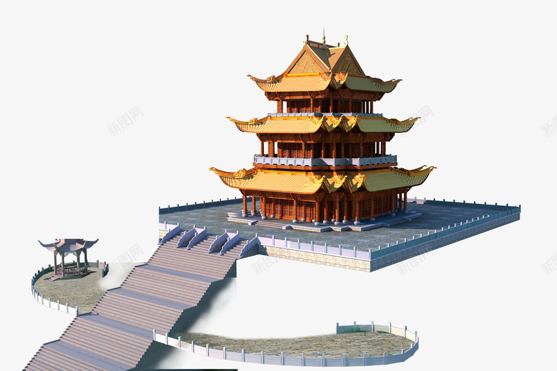 宫殿png免抠素材_新图网 https://ixintu.com 中国风 园景 园林 城楼 复古建筑物 宫殿 建筑物素材 角楼