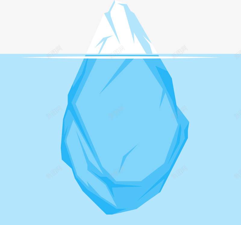 海水和冰山png免抠素材_新图网 https://ixintu.com 冰山 卡通 模型 水面 蓝色