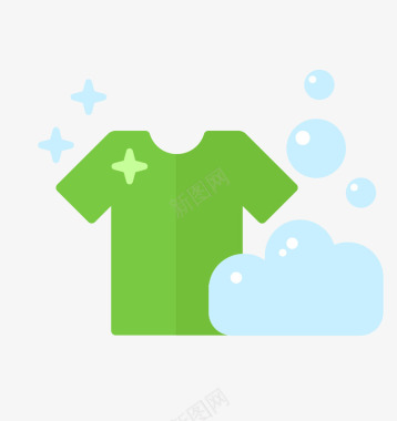 绿衣服清洁护理图标图标