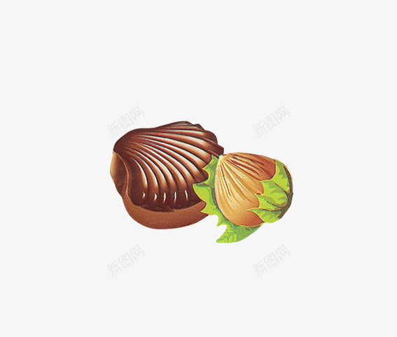 榛子巧克力png免抠素材_新图网 https://ixintu.com 咖色 坚果 巧克力 榛子 绿色 黑巧克力 黑色