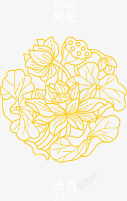 植物石榴PNG白描十二月份花卉高清图片