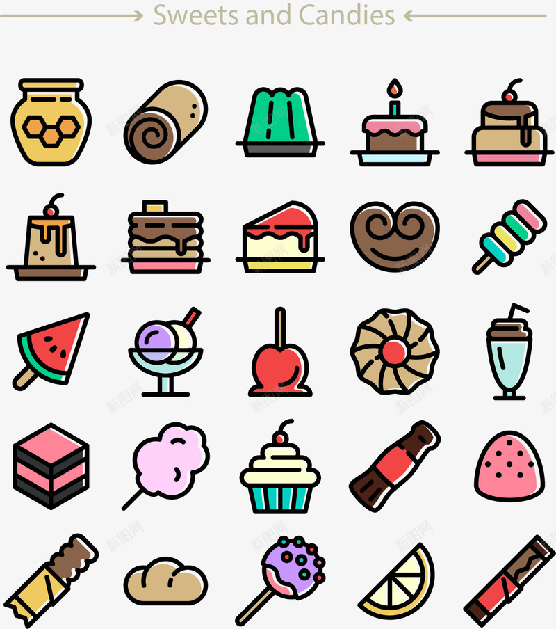 25款美味零食图标png_新图网 https://ixintu.com 冰淇凌 巧克力 布丁 甜点 蜂蜜 零食 零食图标 零食素材