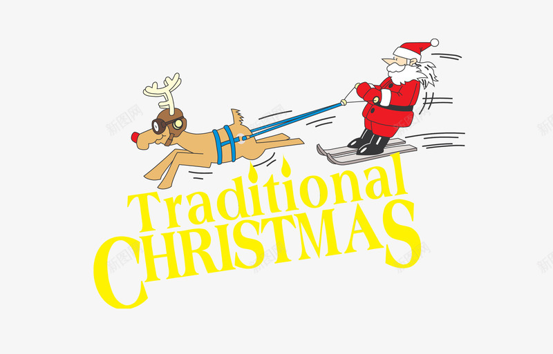 滑雪的圣诞老人png免抠素材_新图网 https://ixintu.com 卡通 圣诞老人 圣诞节 滑雪 狗