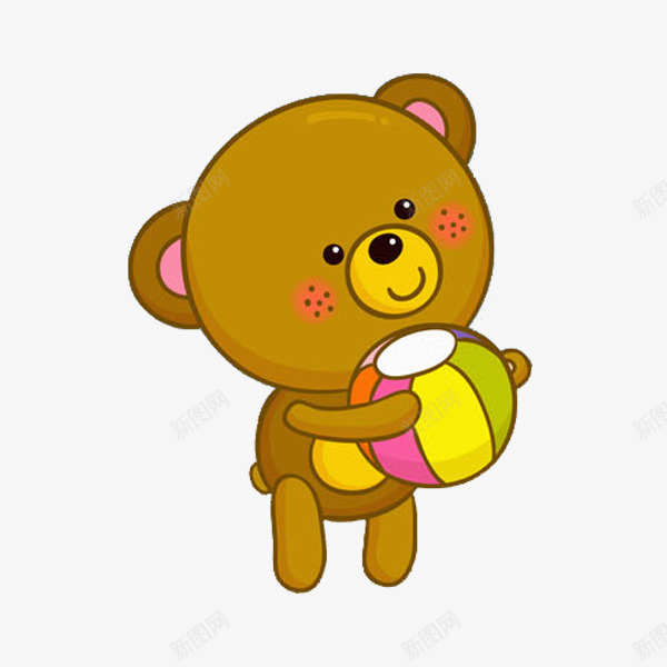 玩皮球的小熊png免抠素材_新图网 https://ixintu.com 动物 卡通 可爱的 小熊 开心 插图 棕色的 玩耍的