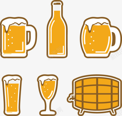 水花免抠png手绘啤酒图标图标