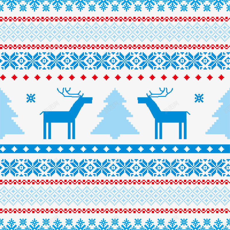 蓝色圣诞节背景png免抠素材_新图网 https://ixintu.com 冬天 冬季 圣诞树 圣诞节 蓝色麋鹿 边框纹理 雪花框架