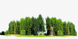 城市绿色风景大树和亭子素材